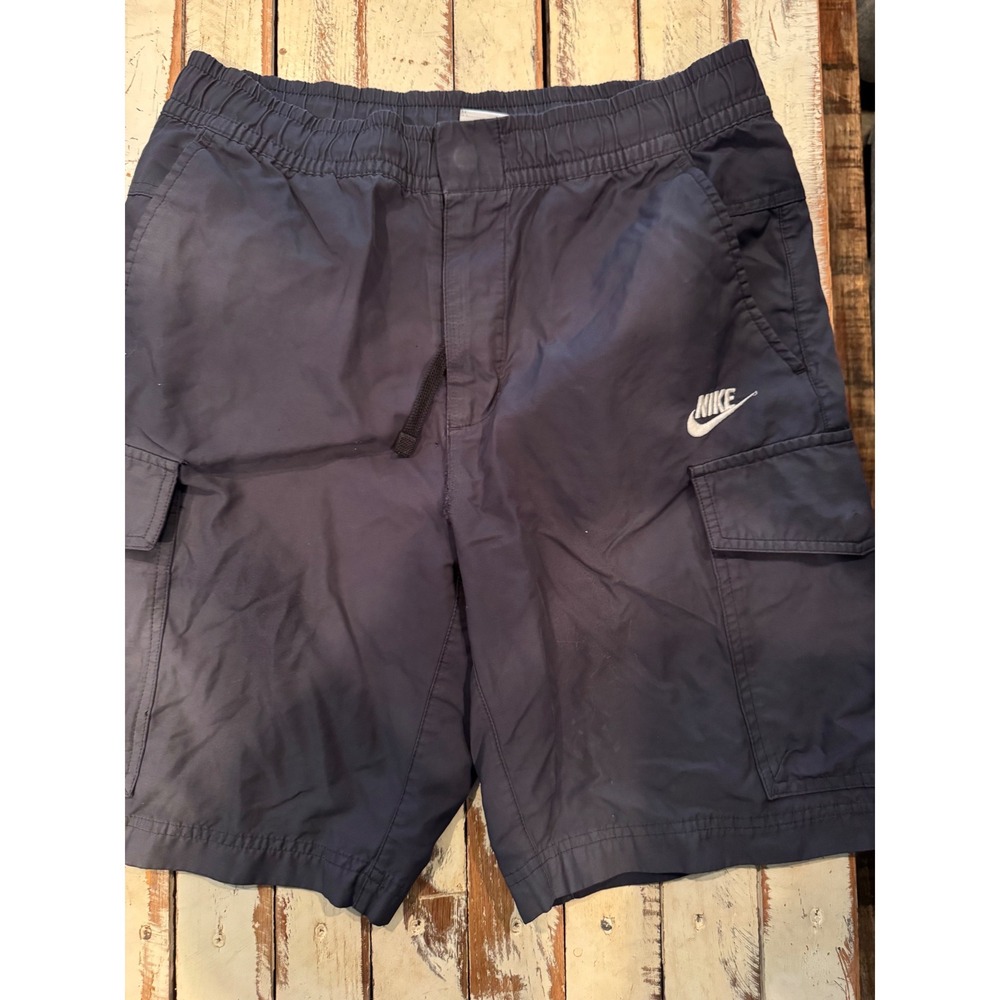 Nike Mens Sportswear Cargo Shorts Navy Blue Elastic Waist Size Medium